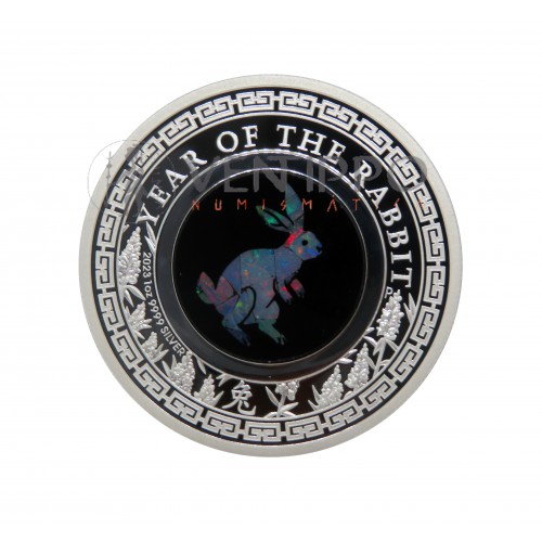Australia, Dollar plata ( 1 OZ 9999 mls), 2023 Año lunar Conejo Ópalo Proof