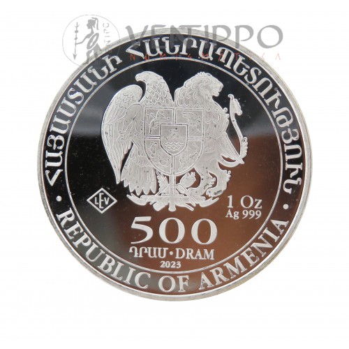 Armenia, 500 Dram Plata ( 1 OZ ley 999 mls )