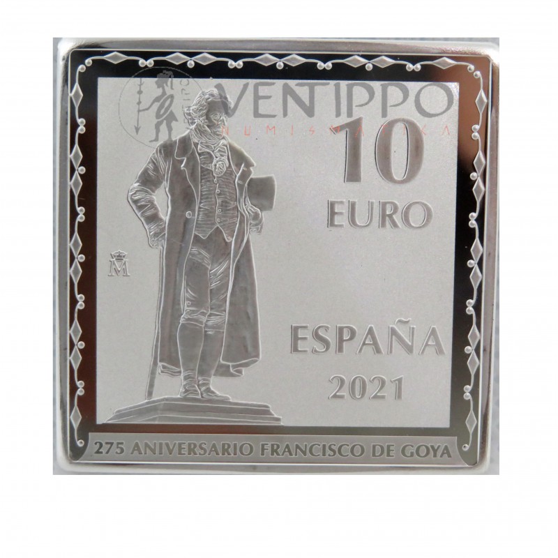España, 10€ Plata Proof ( 1OZ 999 mls. ), 2021, Serie 275 Aniv. Francisco de Goya, " La Cometa "