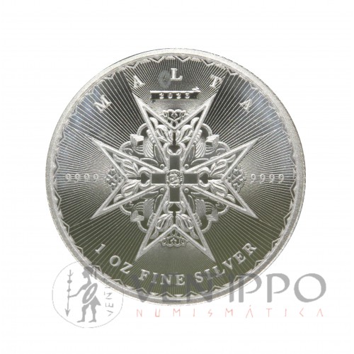Malta, 5 € Plata ( 1 OZ ley 999 mls. ) Serie Cruz de Malta, 2023, BU.