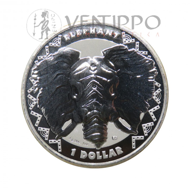 Sierra Leona, 1 $ Plata ( 1 OZ ley 999 mls ) Big Five 2023, Elefante BU.