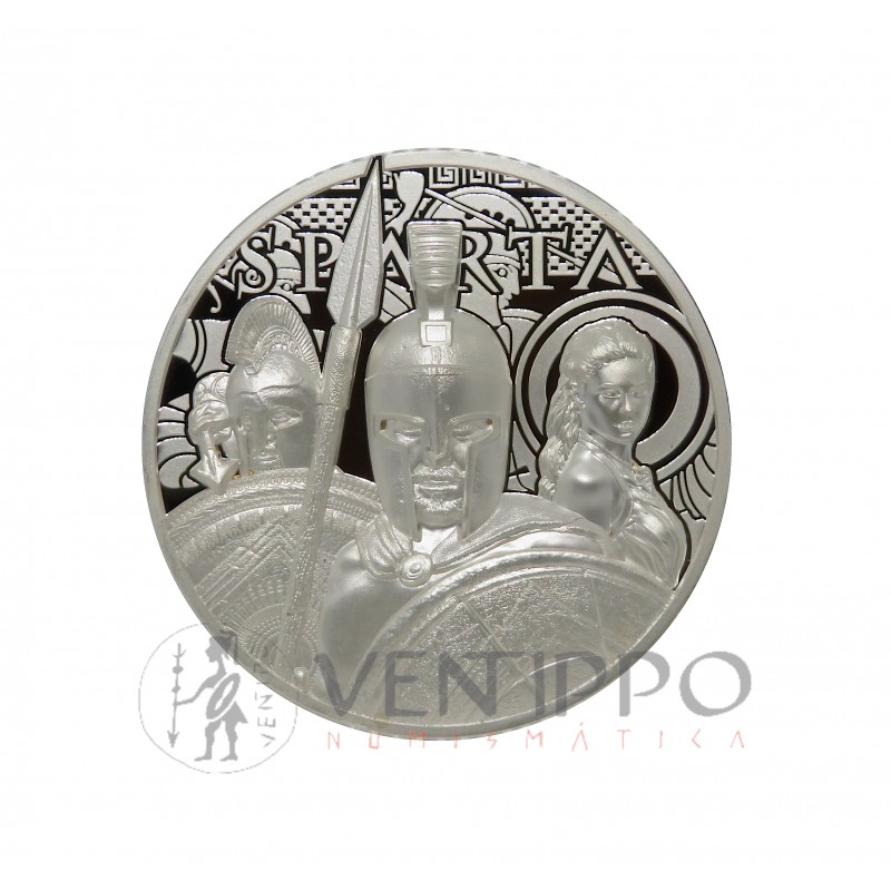 Islas Cook. 5 $ Plata ( 1 OZ  ley 999 milésimas ) Espartanos, 2023, Proof UHR, rara.