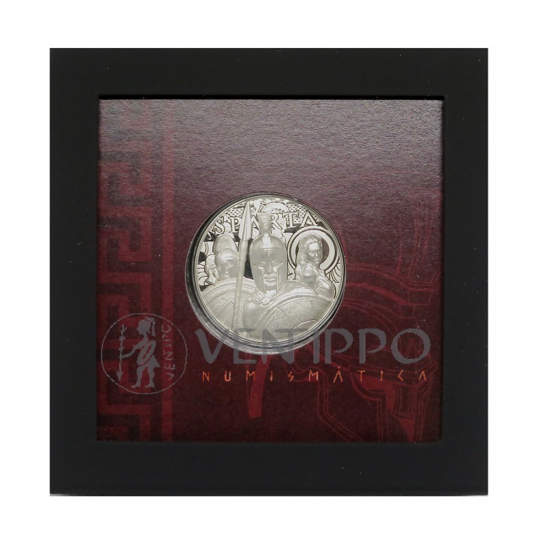 Islas Cook. 5 $ Plata ( 1 OZ  ley 999 milésimas ) Espartanos, 2023, Proof UHR, rara.