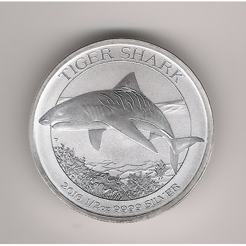 AUSTRALIA, 50 CENTS PLATA (1/2 OZ. 999 mls), TIBURÓN TIGRE 2016