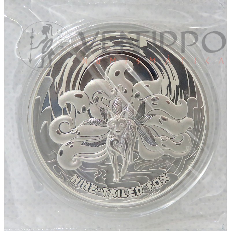 Samoa, 2  $ Plata ( 1 OZ ley 999 mls. ) Zorro de Nueve Colas, BU, 2023.