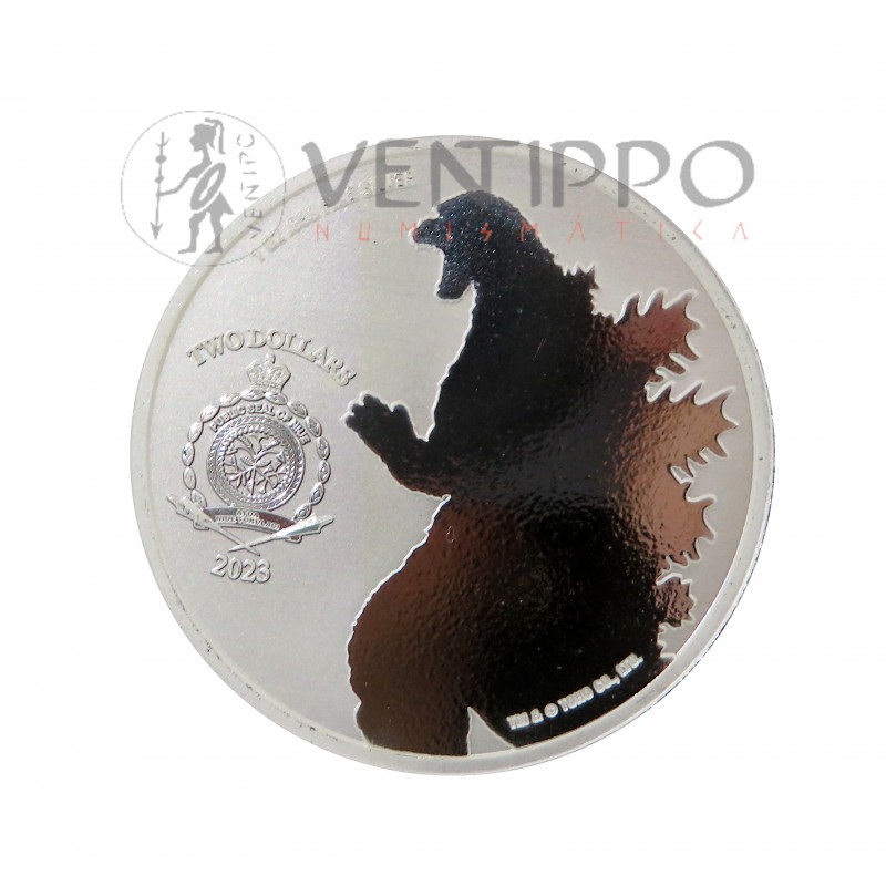 Niue, 2 $ Plata ( 1 OZ. ley 999 mls. ) 2023 Godzilla vs King Ghidorah