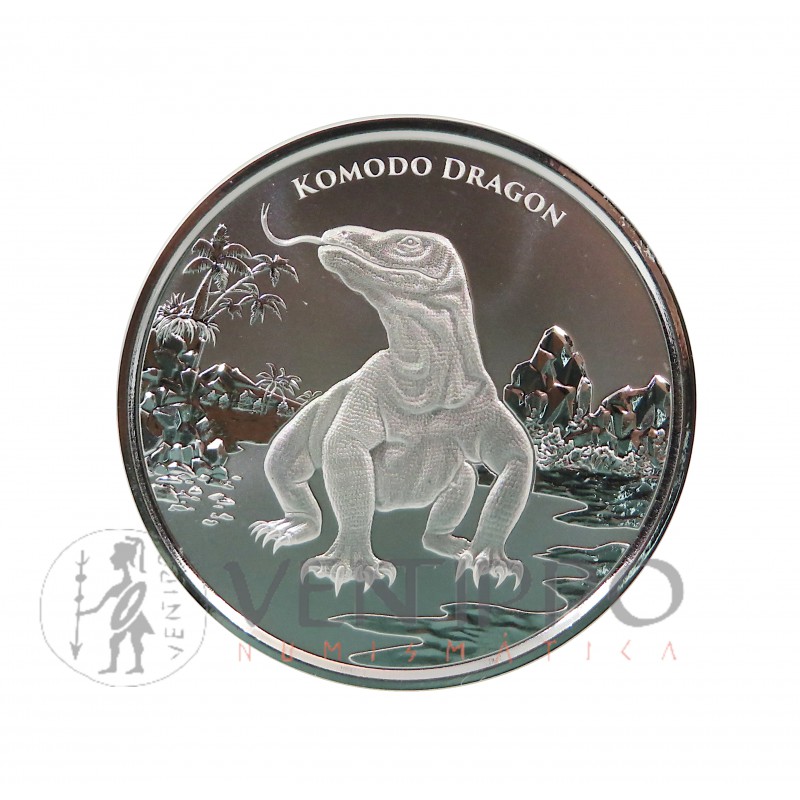 Tokelau, 2 $ Plata ( 1 OZ  999 mls ) Dragón de Komodo, Prooflike 2022.