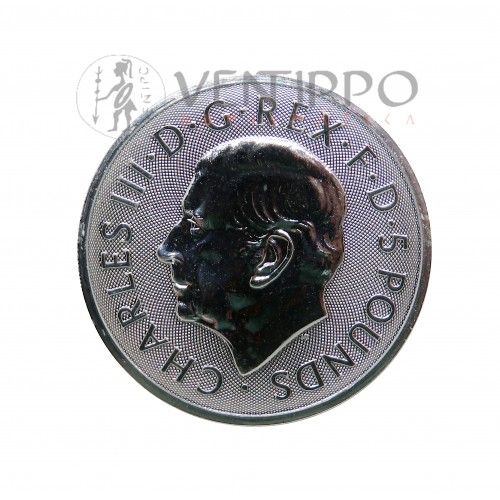 Gran Bretaña, 5 Pounds ( 2 Oz. ley 999 mls) Serie Bestias Tudor 2023, Toro de Clarence BU