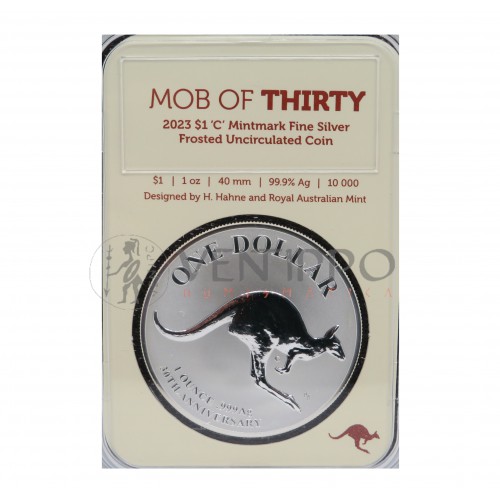 Australia, 1 $ Plata (1 OZ. 9999 mls) Canguro RAM 2023 30 Aniv. BU Blister