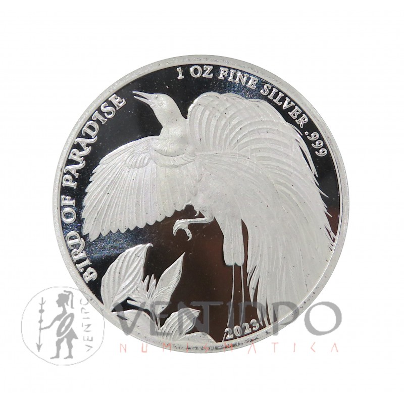 Papua Nueva Guinea, 1 Kina Plata ( 1 OZ 999 mls. ) Ave del Paraíso 2023, BU