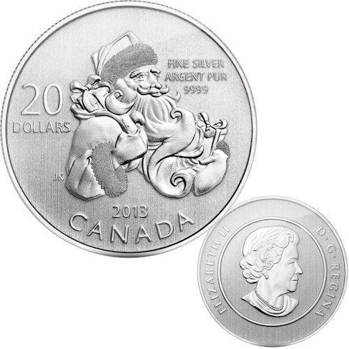 CANADÁ, 20 $ PLATA ( 7'96 grs., LEY 999 mls. ) SANTA CLAUS 2013