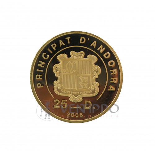 Andorra, 25 Diners Oro ( 6 grs. ley 999 mls. ) 2008 Reyes Magos, Proof.