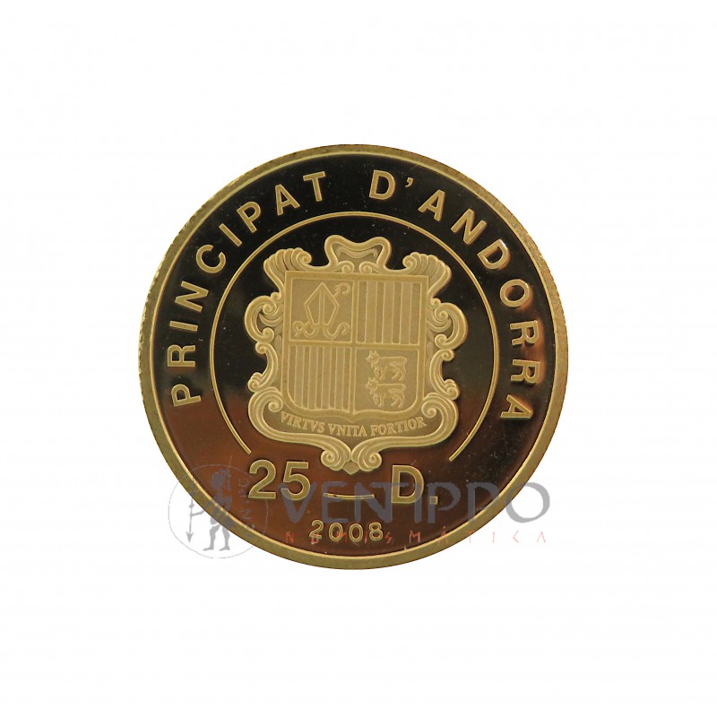 Andorra, 25 Diners Oro ( 6 grs. ley 999 mls. ) 2008 Reyes Magos, Proof.