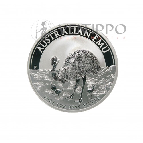 Australia, Dollar Plata ( 1 OZ  ley 999 mls ) Emu 2023, BU.