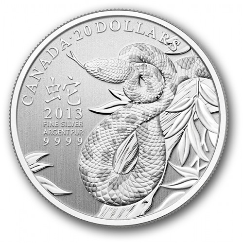 CANADÁ, 20 $ PLATA ( 7'96 grs., LEY 999 mls. ), 2013, AÑO SERPIE