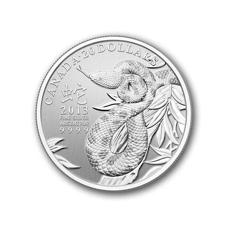 CANADÁ, 20 $ PLATA ( 7'96 grs., LEY 999 mls. ), 2013, AÑO SERPIE