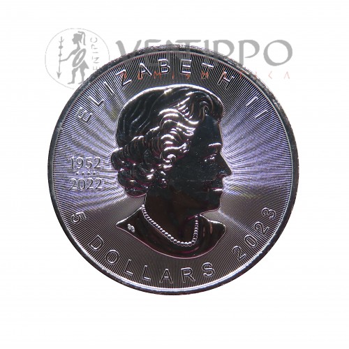 Canadá, 5 $ Plata ( 1 OZ 9999 mls ) Hoja de Arce / Agujero Negro 2023 coloreada.