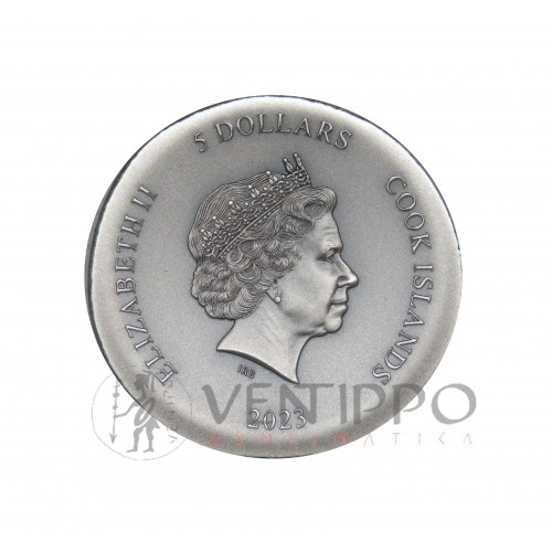 Islas Cook, 5 $ Plata ( 1 OZ 999 mls. ) 2023 Arethusa, Proof Antique Finish.