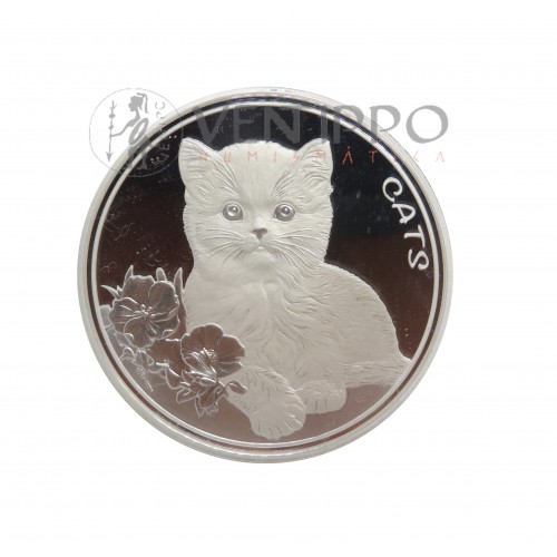Fiji, 50 Cents Plata ( 1 OZ 999 mls. ) Gatos 2022, Bu