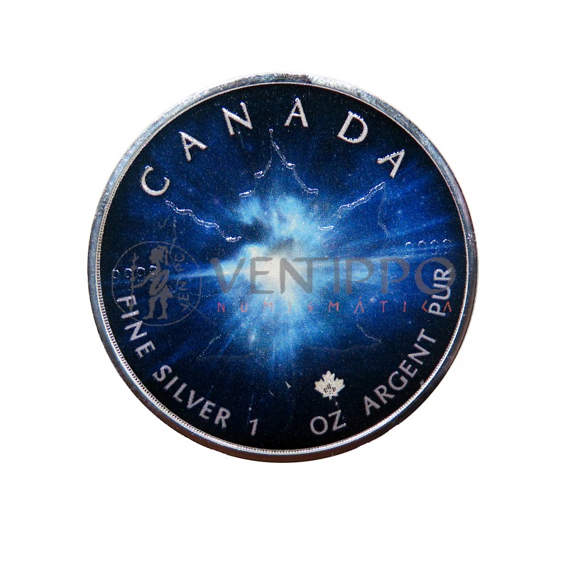 Canadá, 5 $ Plata ( 1 OZ  9999 mls ) Hoja de Arce / Big Bang, 2023 coloreada.