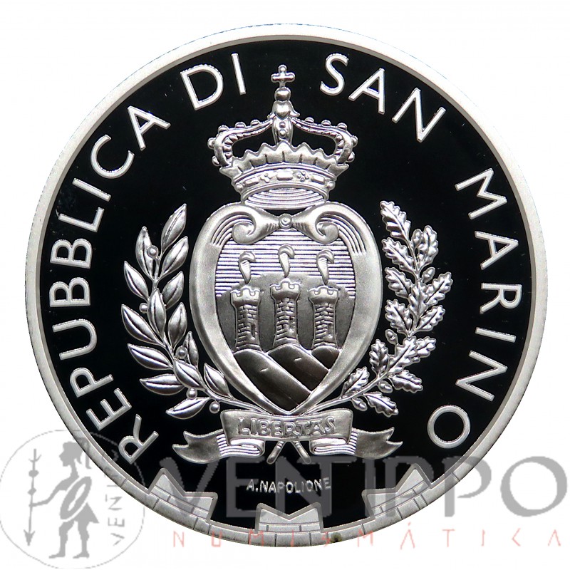 San Marino, 5 € plata 2023, 30 Aniv. Open Internacional de Tenis, Poof.