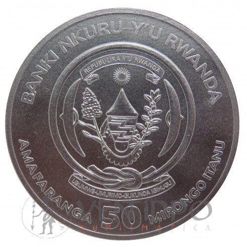 Ruanda, 50 Francs Plata ( 1 OZ  999 mls. ) Año del Dragón 2024.