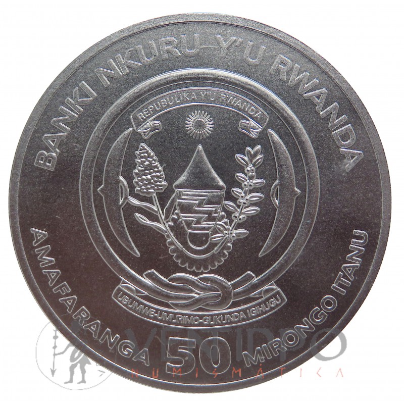 Ruanda, 50 Francs Plata ( 1 OZ  999 mls. ) Año del Dragón 2024.