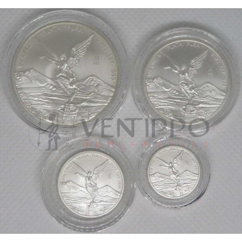 México, Set 4 monedas Plata, Libertad 2023, BU Mate