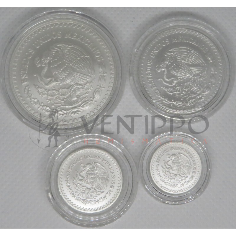 México, Set 4 monedas Plata, Libertad 2023, BU Mate
