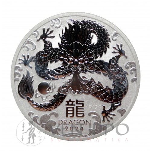 Australia, 1 $ Plata ( 1 OZ 999 mls ) Año del Dragón III, 2024 BU