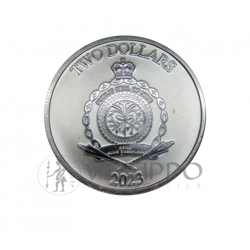 Niue, 2 $ Plata ( 1 OZ  999 mls ) Árbol de la Vida 2023, BU.