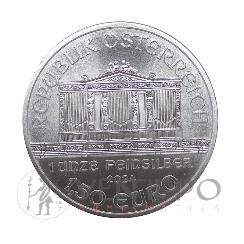 Austria, 1,5 € plata (1 OZ. ley 999 mls) Filarmónica 2024 SC