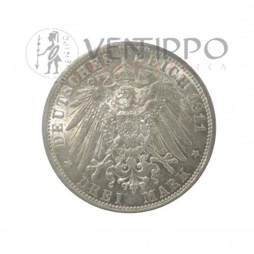 Estados Alemanes, Prusia, 3 Mark Plata 1911, MBC+