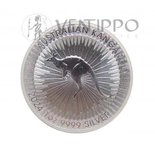 Australia, 1 Dollar Plata ( 1 OZ 9999 mls ) Canguro Perth 2024, S/C