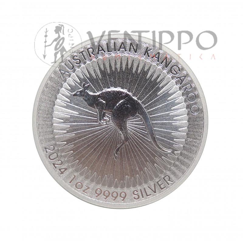 Australia, 1 Dollar Plata ( 1 OZ 9999 mls ) Canguro Perth 2024, S/C