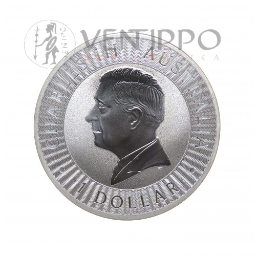 Australia, 1 Dollar Plata ( 1 OZ 9999 mls ) Canguro Perth 2024, S/C