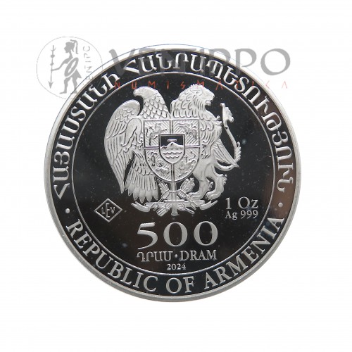 Armenia, 500 Dram Plata ( 1 OZ ley 999 mls ) Arca de Noé 2024, BU.