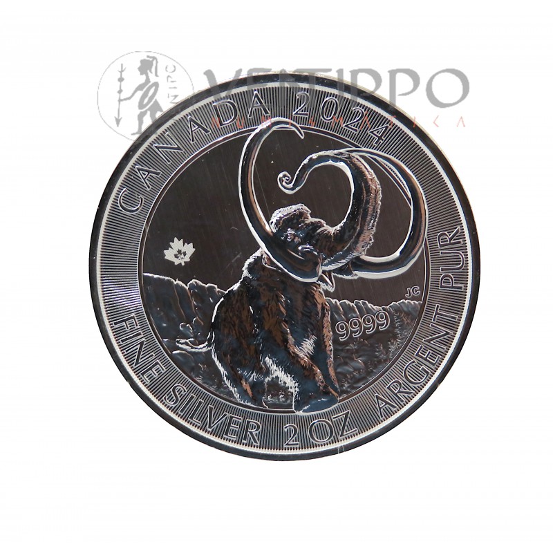 Canadá, 10 $ Plata ( 2 OZ ley 9999 mls ) Mamut 2024 S/C
