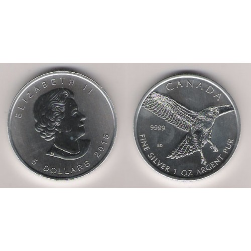 CANADÁ, 5 $ PLATA ( 1 OZ. 999 mls. ) BUSSARD, 2015, S/C