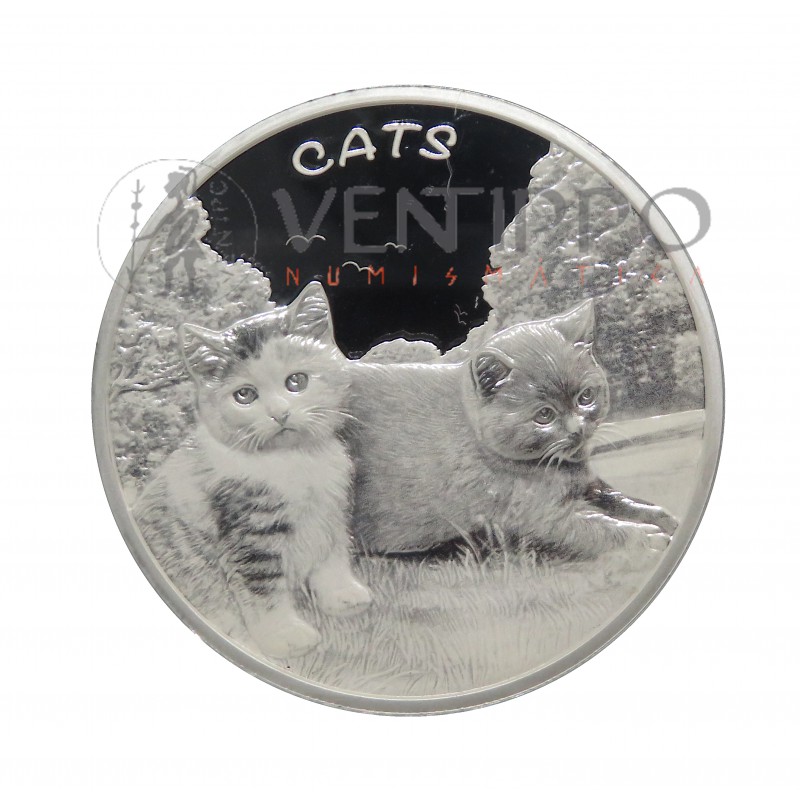 Fiji, 50 Cents Plata ( 1 OZ 999 mls ) Gatos 2024 , BU