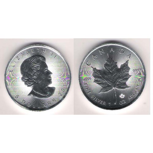 CANADÁ, 5 $ PLATA ( 1 OZ. 9999 mls. ), HOJA DE ARCE 2017, S/C