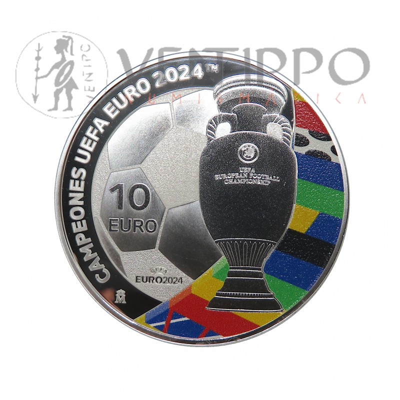 España, 10 € Plata  Proof, 2024, Campeones Eurocopa.