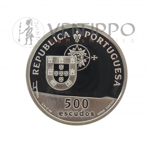 Portugal, 500 Escudos Plata 1998, Puente Vasco de Gama, Proof, estuche + certificado.