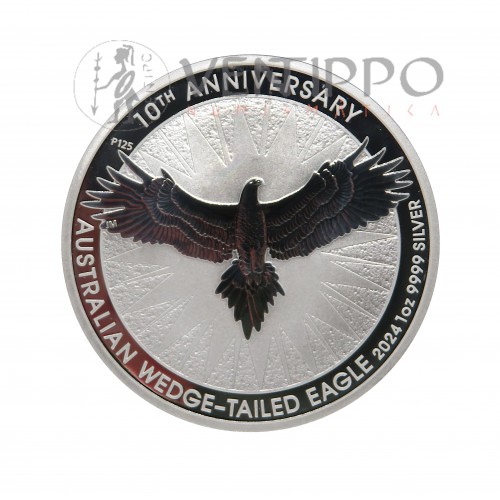 Australia, Dollar Plata ( 1 OZ 9999 mls ) 2024, Águila de Cola X Aniv. BU.