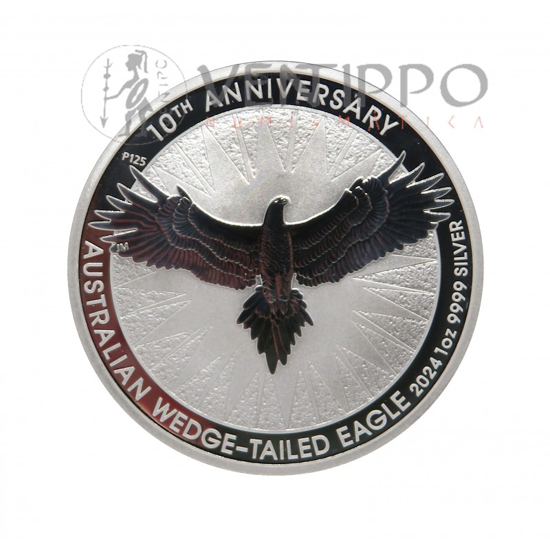 Australia, Dollar Plata ( 1 OZ 9999 mls ) 2024, Águila de Cola X Aniv. BU.