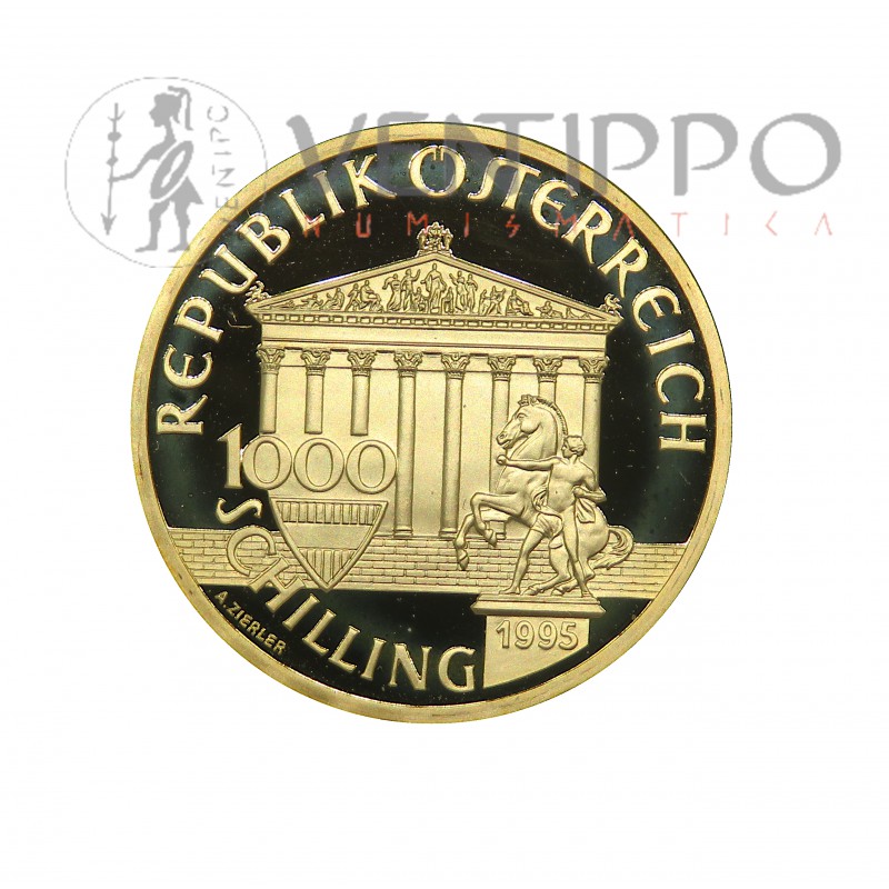 Austria, 1000 Schilling Oro ( 16,97 grs. ley 917 mls. ) Zeus 1995, Proof.