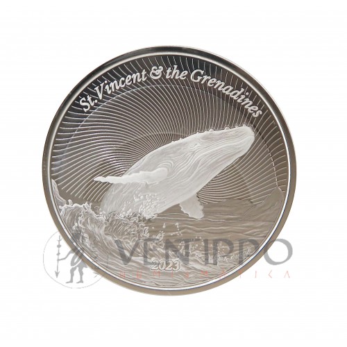 ST. Vincent and Grenadines, 2 $ Plata ( 1 OZ ley 999 mls. ) Serie EC8 VI: Ballena, 2023.