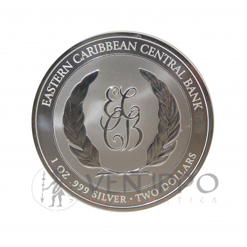 ST. Vincent and Grenadines, 2 $ Plata ( 1 OZ ley 999 mls. ) Serie EC8 VI: Ballena, 2023.