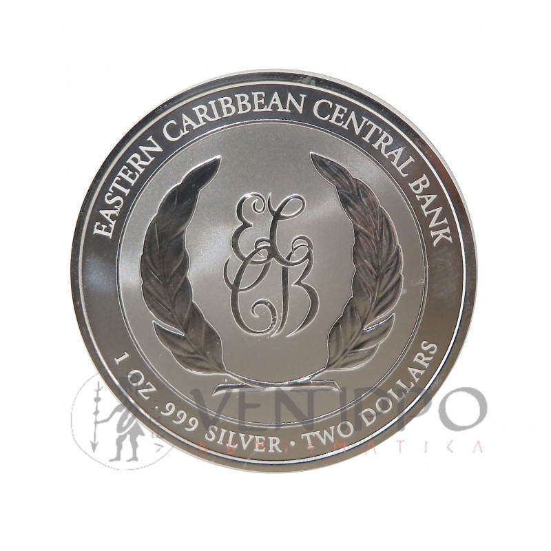 ST. Vincent and Grenadines, 2 $ Plata ( 1 OZ ley 999 mls. ) Serie EC8 VI: Ballena, 2023.