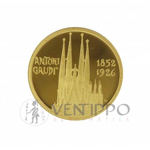 Andorra, 50 Diners Oro ( 17,02 grs ley 917 mls ) 1990, Sagrada Familia Gaudí, Prooflike.